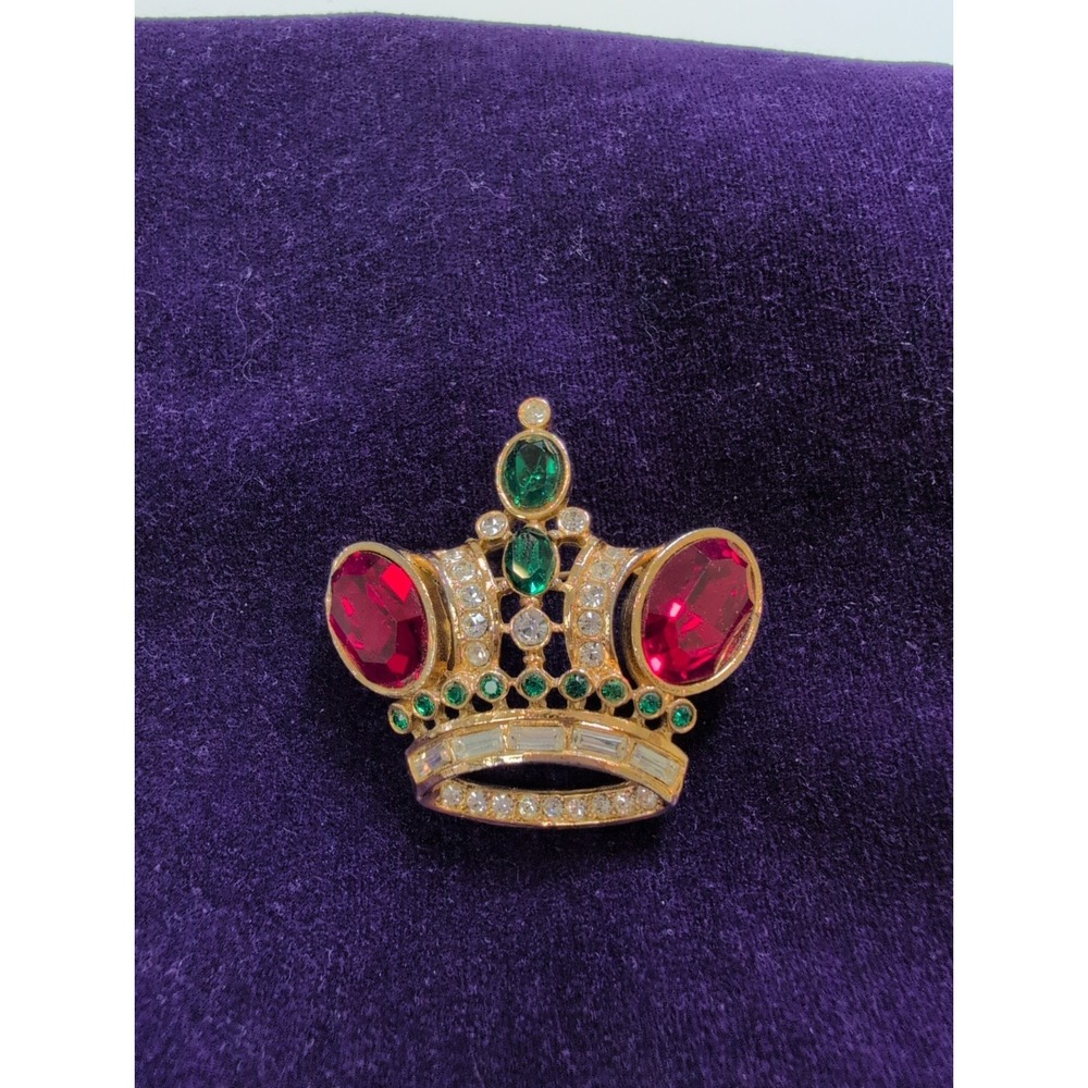 Vintage Crown Butler & Wilson B&W Multi-Color Rhinestone Brooch Pin - Picture 2 of 5
